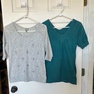 Vanity Heather Gray Embellished Top & Maurice’s teal top